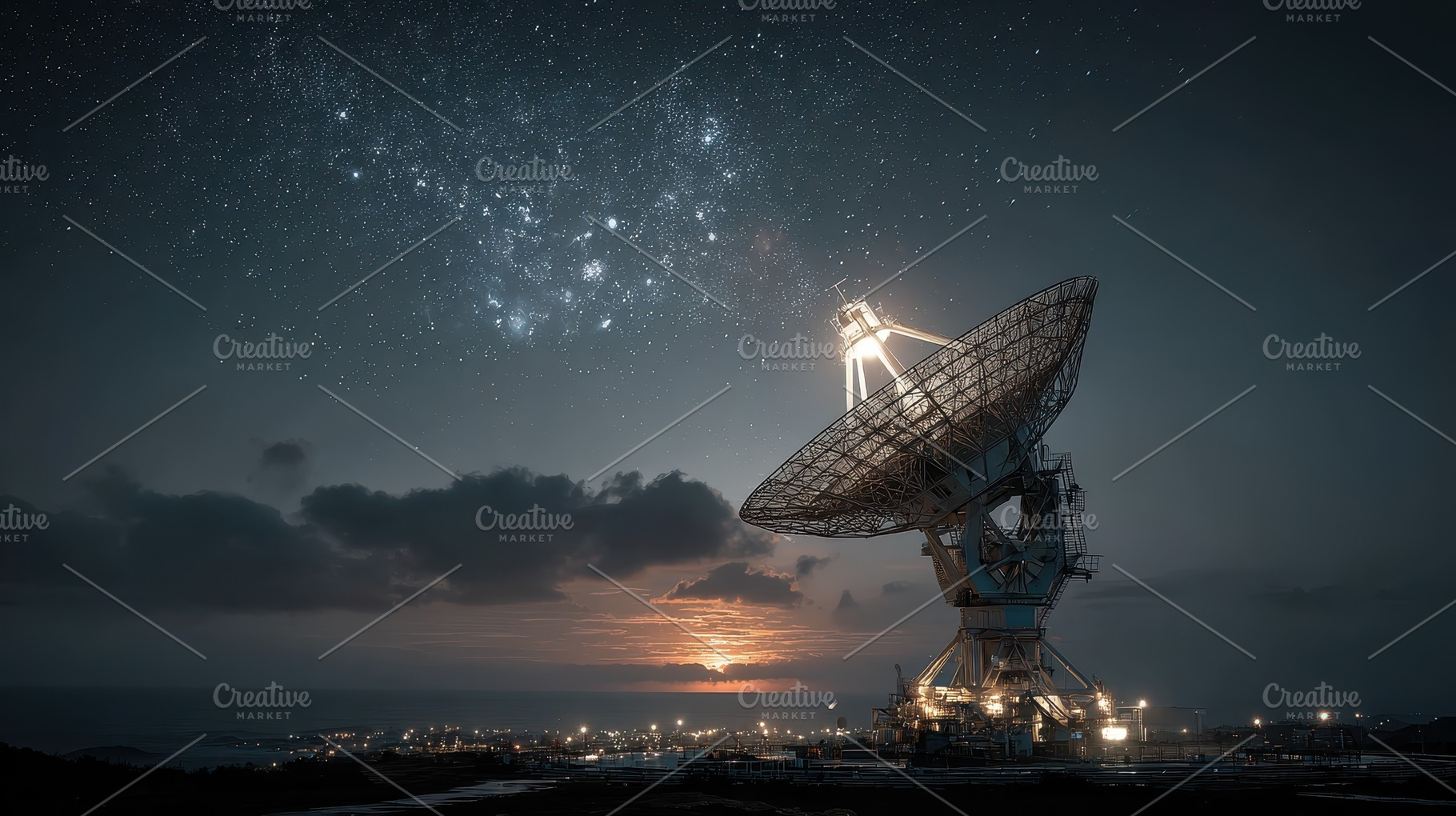 Radio Telescope under Starry Night S, a Photo by Pixeness Studio