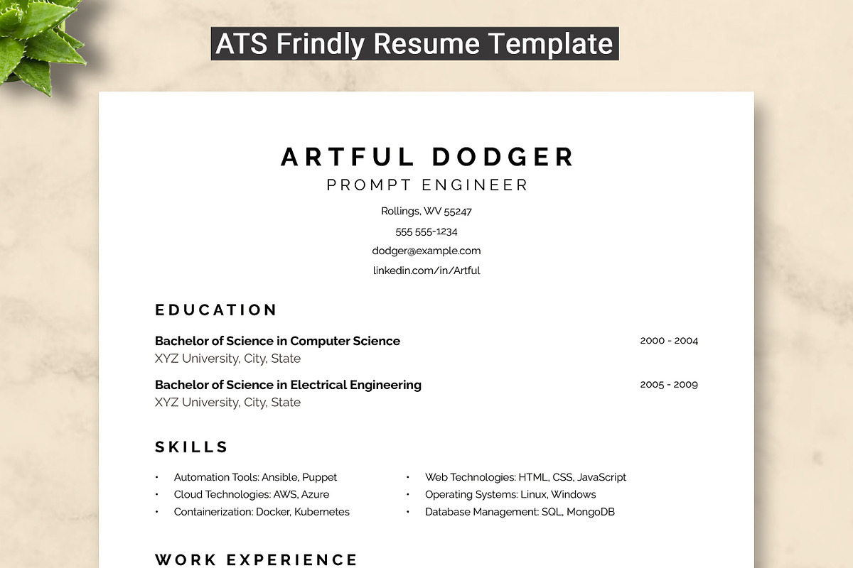 Prompt Engineer Resume Template