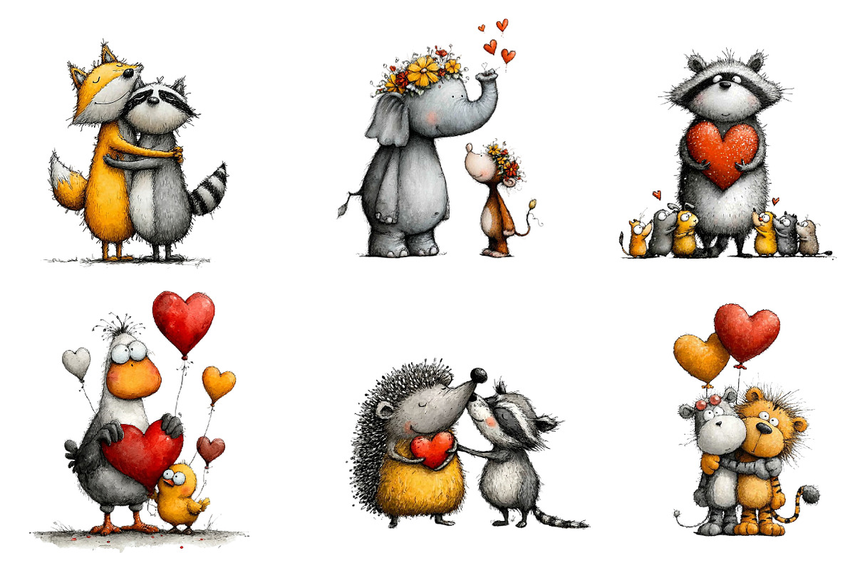 Valentine's Day Animal Couple Clipar, an Illustration by CreationArt (Photo 4 of 5)