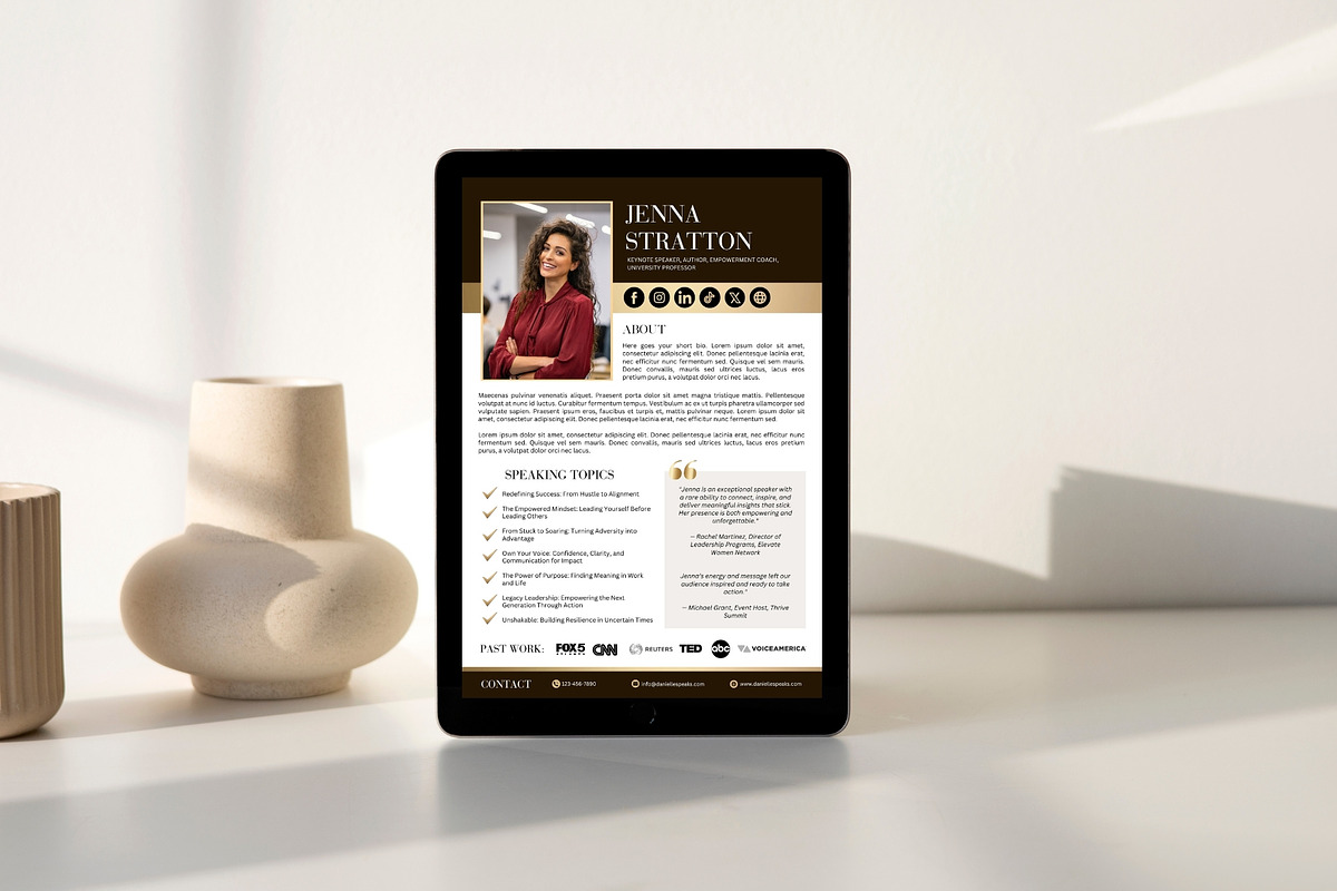 Editable Speaker One Sheet Canva Tem, a Design Template by Business Chic (Photo 2 of 4)