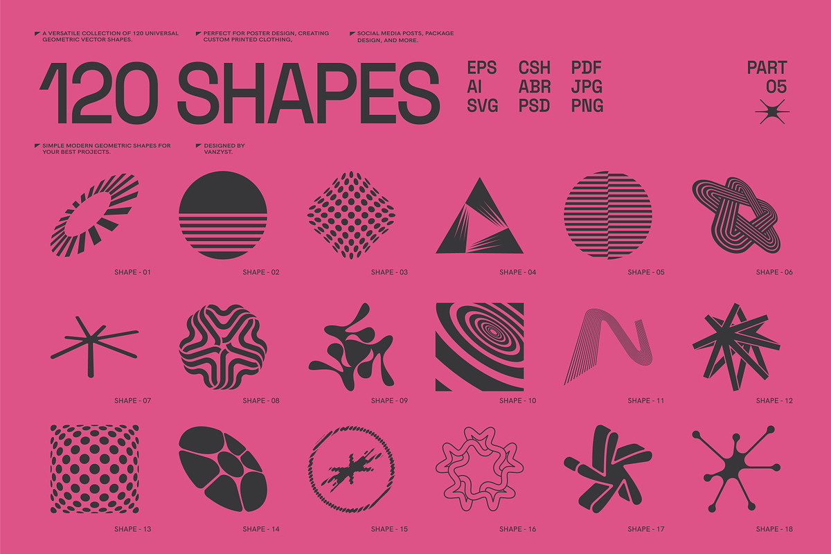 120 Abstract Geometric Shapes Part 5, a Graphic by Vanzyst (Photo 1 of 6)