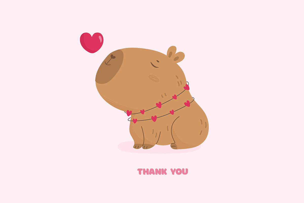 Capybaras in love card collection, a Background Graphic by Mila_art (Photo 5 of 5)