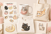 Kawai cat clipart bundle, an Object Illustration by HeavensStar (Thumbnail 7 of 9)