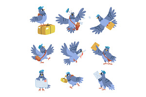Pigeon post characters. Cartoon, a Graphic by LadadikArt