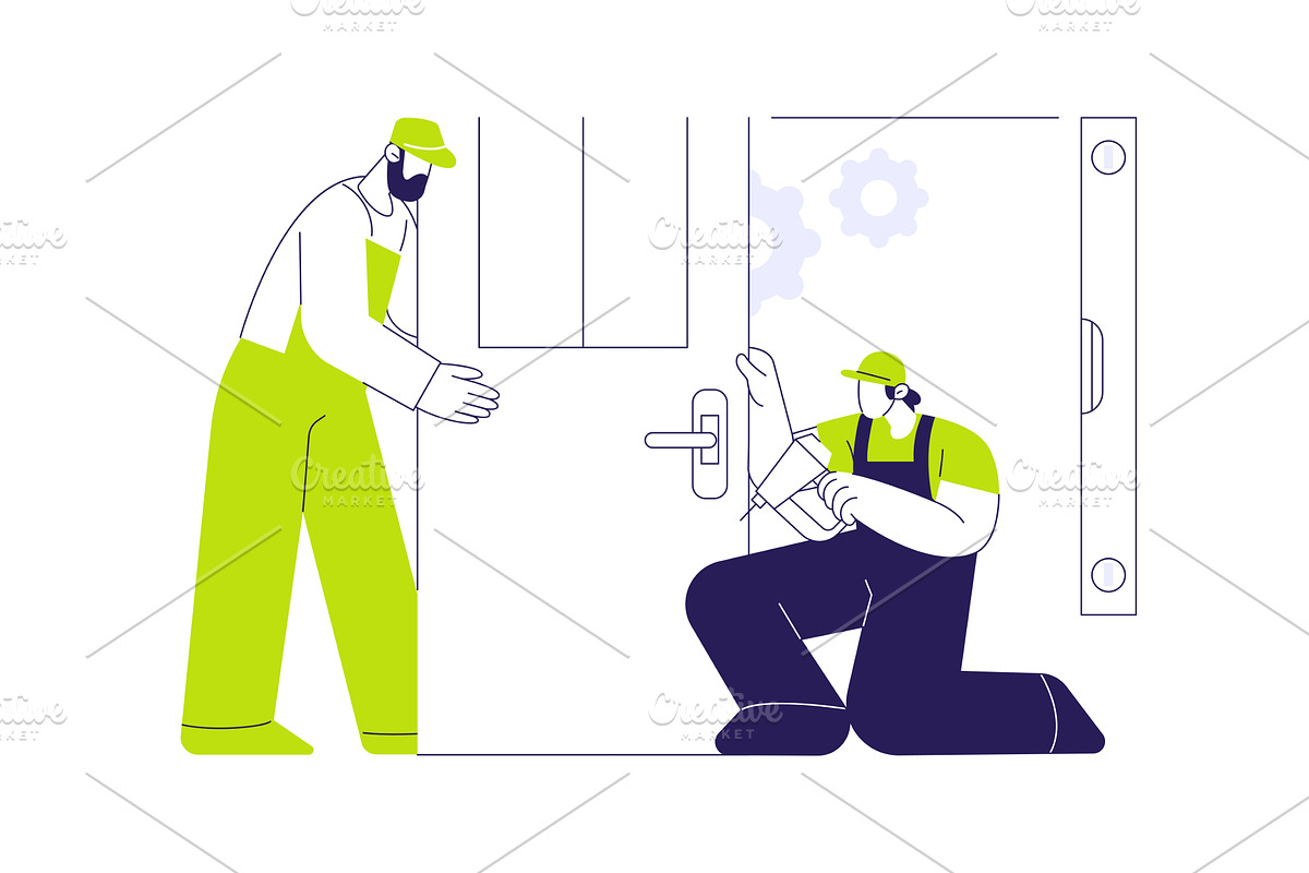 Interior door assembling abstract, an Illustration by Visual Generation