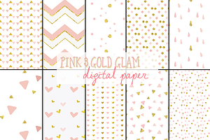 Pink and Gold Digital Paper