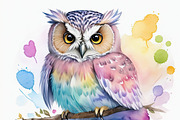 12 Watercolor baby owl clipart pack, an Animal Illustration by ZaaxPrintables (Thumbnail 1 of 8)