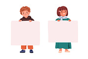 Happy cute children with banners set, a Person Illustration by Good Studio (Thumbnail 2 of 6)