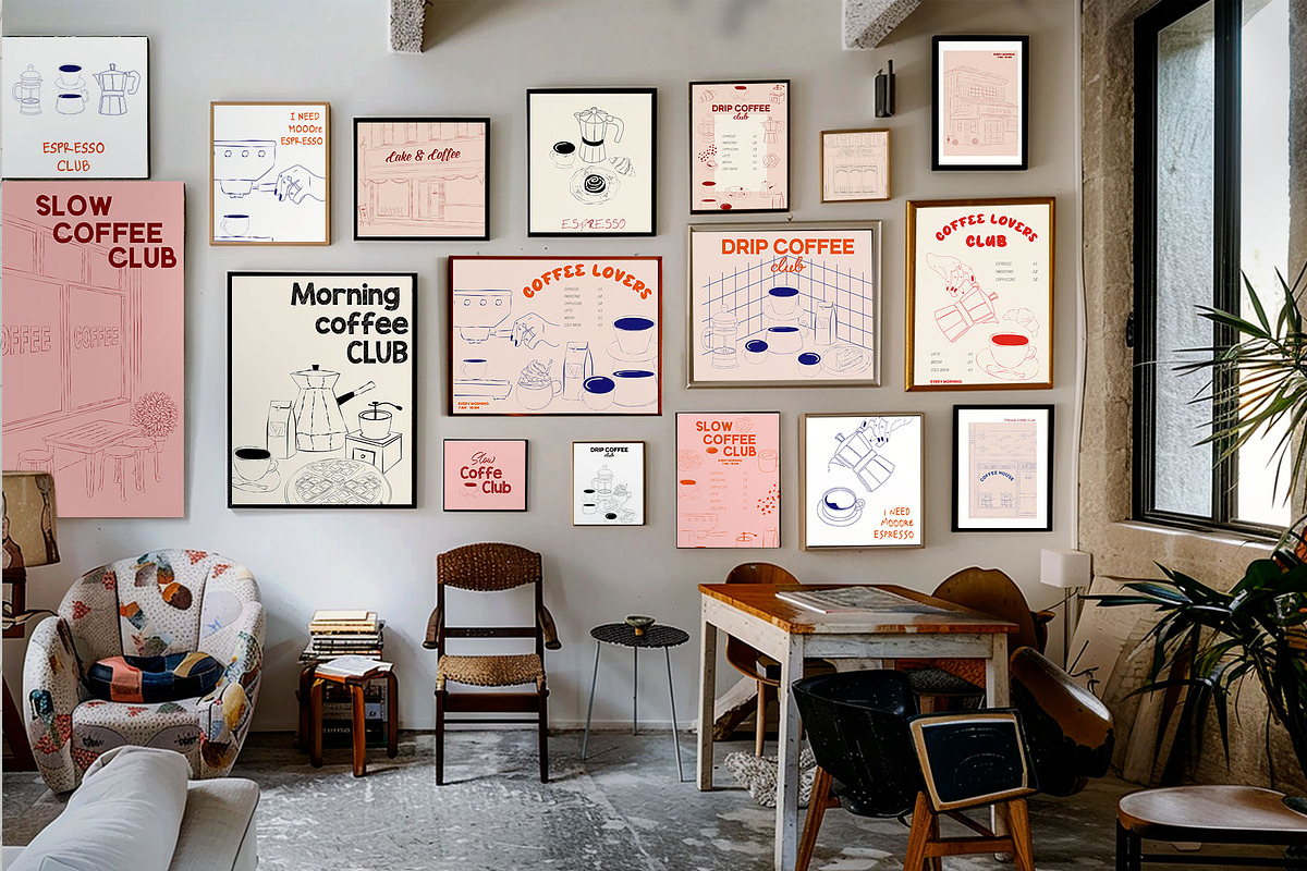 Slow Coffee Club posters, a Decorative Illustration by Mio Buono (Photo 3 of 13)