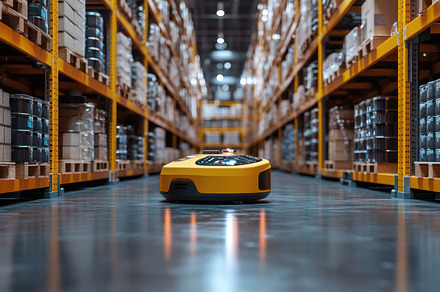Automated guided vehicle in a wareho, a Background Photo by Pixeness