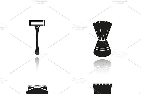 Mens Shaving Tools Icons. Vector