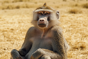 Chacma baboon sitting quietly in the, a Photo by Iftikhar Alam