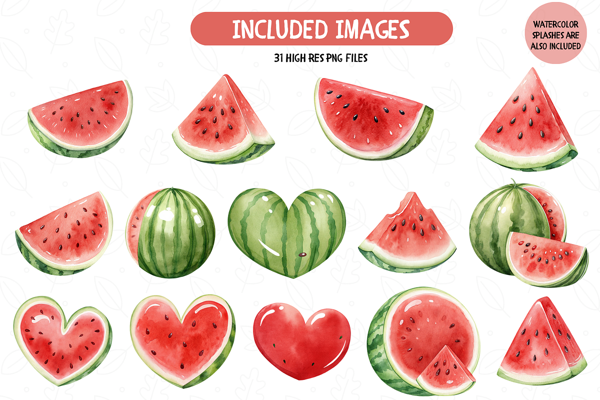 Watercolor Sweet Watermelon Clipart, an Illustration by TatiMockup (Photo 3 of 5)