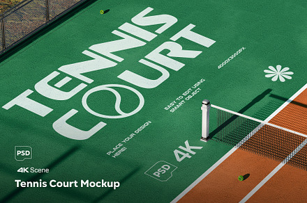 Tennis Court Mockup, an Advertising Mockup by megostudi0