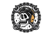 Biker Mechanic Skull Illustration, an Object Illustration by Decoconio Design (Thumbnail 3 of 3)
