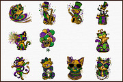 Whimsical Mardi Gras Cat Clipart, an Illustration by Sublimation Artist (Thumbnail 3 of 6)