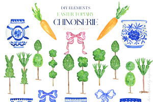 Easter Chinoiserie Topiary Clipart