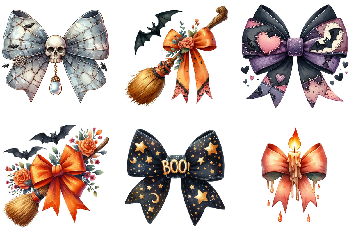 Halloween Coquette Bow Clipart, an Illustration by DreamArtGraphic (Photo 2 of 5)