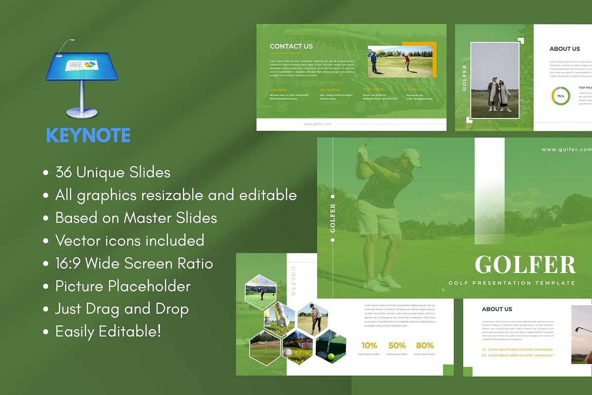 GOLFER  Golf Club Keynote Template, a Presentation Template by Rizki Herdian (Photo 1 of 5)