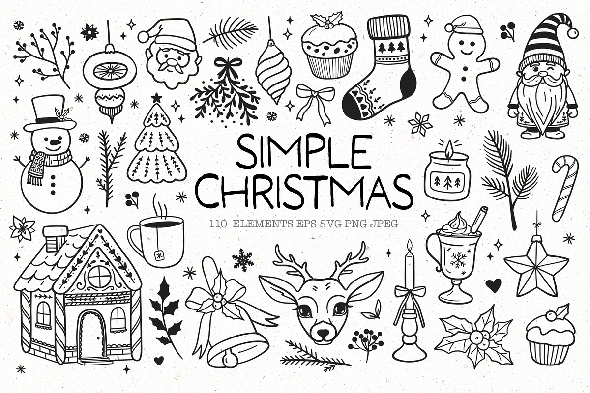 Hand drawn Christmas, vector doodles, a Seasonal Illustration by harmonia_green_art (Photo 1 of 9)