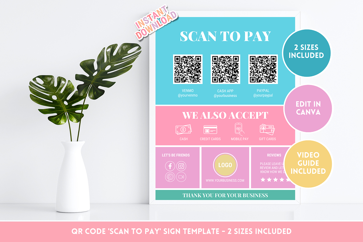 Scan to Pay Sign Template, a Brochure Template by SunshineStudioBoutique (Photo 2 of 10)