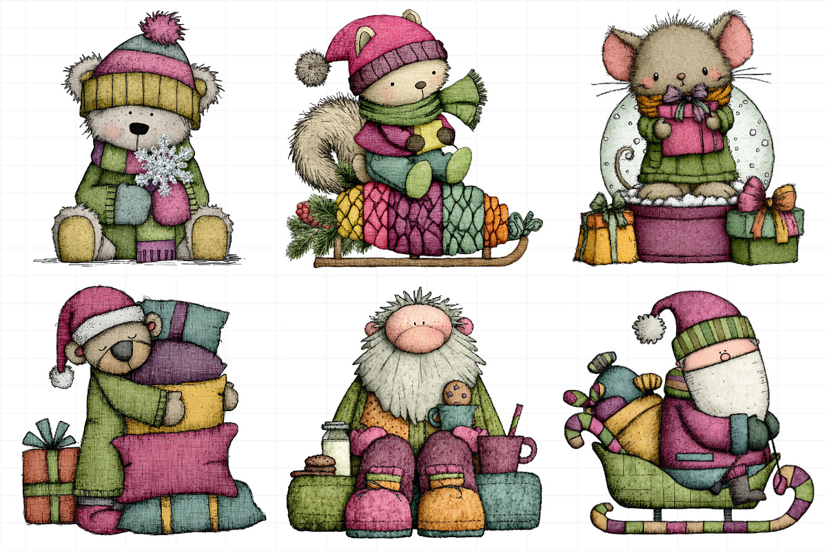 Watercolor Cute Christmas Clipart, an Illustration by Daily.Designs (Photo 4 of 5)
