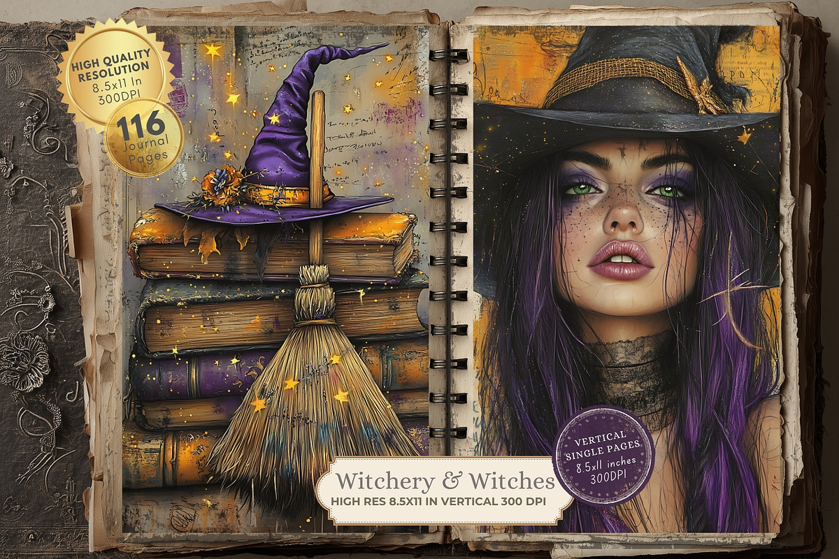 Witchy Junk Journal Printable Kit, a Seasonal Illustration by Nicole Branger Art (Photo 5 of 16)