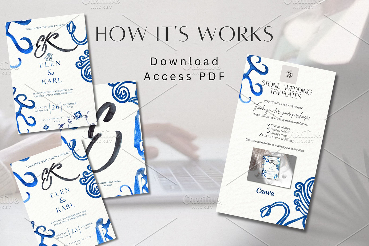 Blue Wedding Invitation Template Can, a Templates & Theme by Alisa Mikibith Art (Photo 8 of 10)