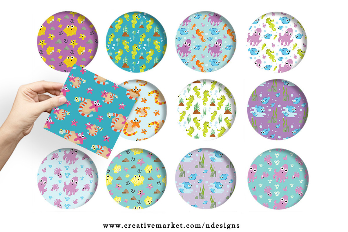 Under The Sea Seamless Pattern, a Pattern Graphic by NDesigns (Photo 3 of 4)