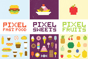 Big pixel art food set