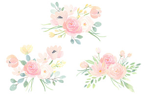 Soft Pink Flowers Watercolor Clipart