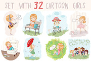 set with 32 cartoon girls-cute girls, an Animal Illustration by StudioLondon (Thumbnail 1 of 33)