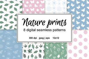 Nature seamless patterns set