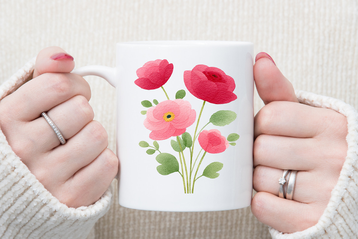 Watercolor Burgundy Florals Png, an Illustration by Sublimation Artist (Photo 5 of 6)