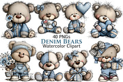 Denim Bears Clipart, an Illustration by Pixels.Craft (Thumbnail 1 of 5)