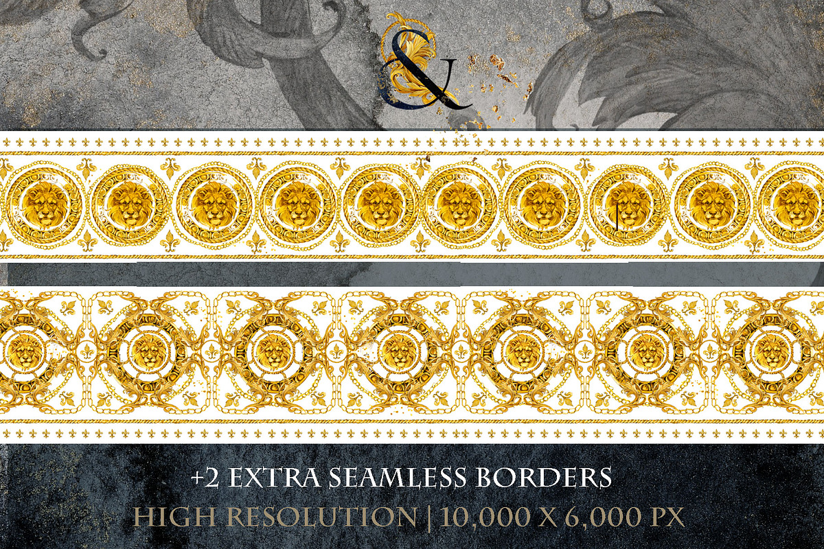 Golden Lion: Baroque Scarf & Pattern, a Pattern Graphic by FineArt (Photo 6 of 6)