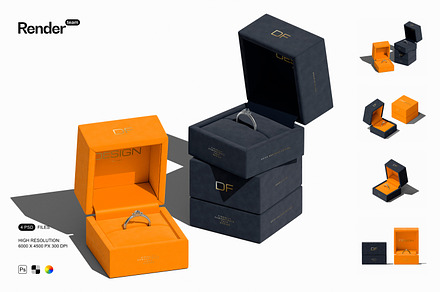 Jewelry Box Mockup Set, a Packaging Mockup by Renderteam