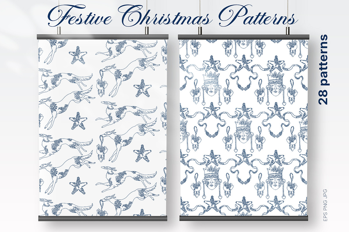 Festive Christmas patterns, a Decorative Illustration by LanaDzi (Photo 18 of 25)