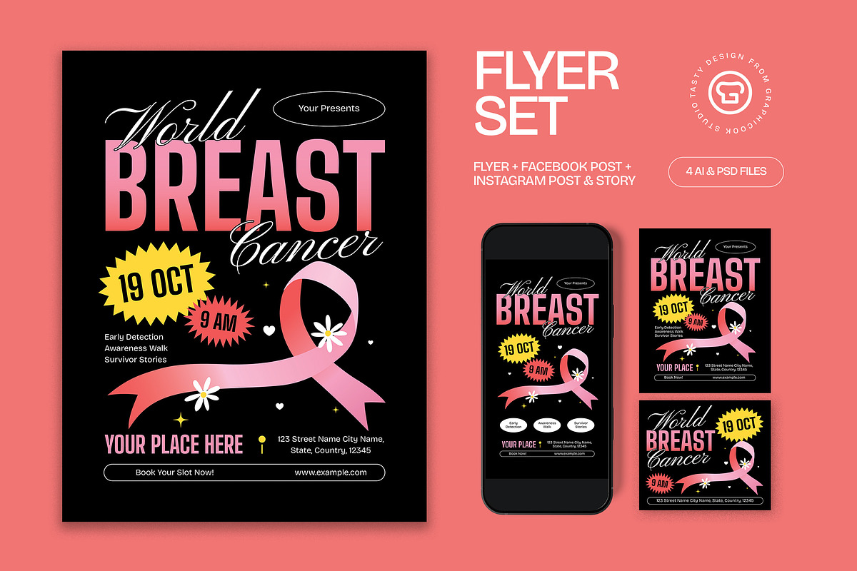 World Breast Cancer Flyer, a Flyer Template by graphicook (Photo 1 of 3)