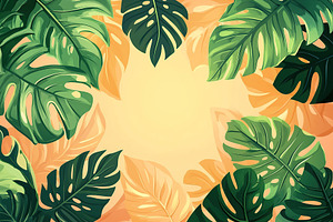Warm summer poster banner featuring vibrant tropical foliage and bright backgro, a Nature Photo by AlyaAnd