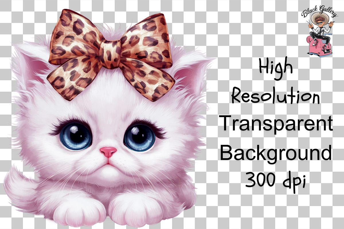 Kitten with Leopard Bow PNG Bundle, a Graphic by Clipart Bloom (Photo 10 of 11)