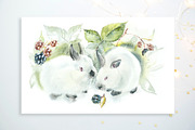 Watercolor Set Rabbits, an Animal Illustration by Budogoshch (Thumbnail 4 of 9)