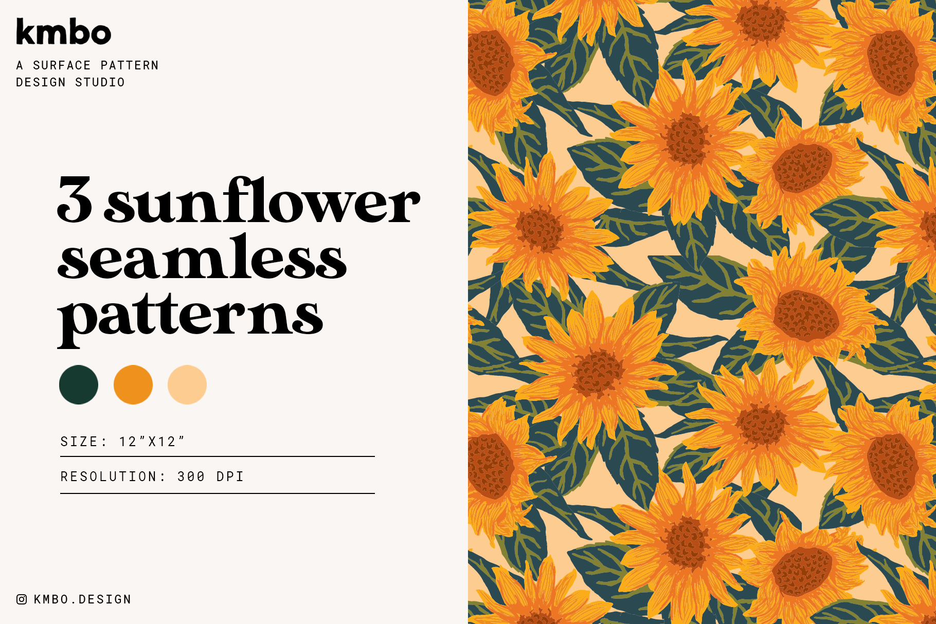 Autumn Sunflower Patterns, a Pattern Graphic by KMBO
