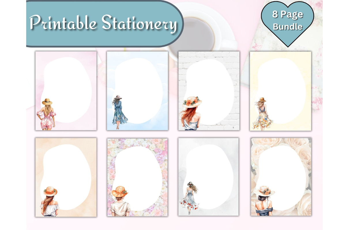 Summer Girls Stationery Printable, a Stationery Template by Pixels N Bows (Photo 2 of 3)