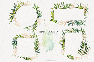 Shades Of Green Watercolor Clipart