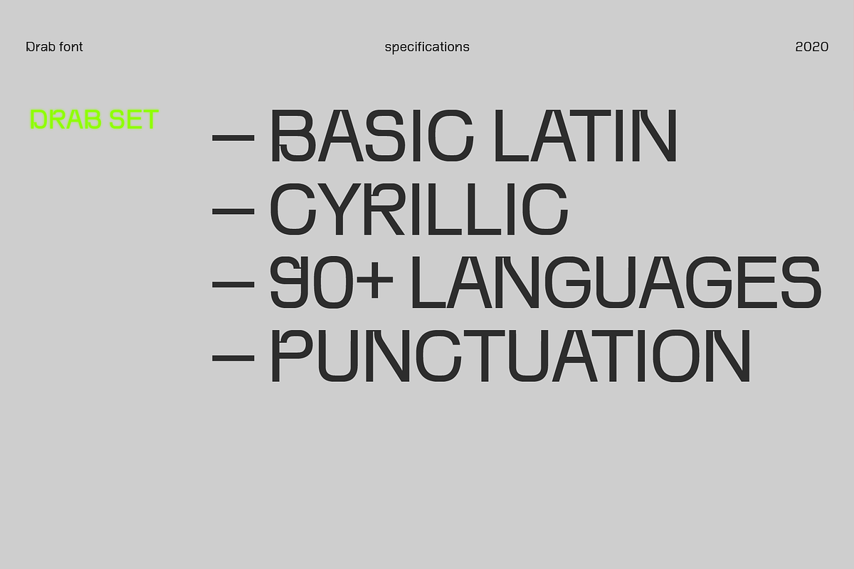 Drab — modern grotesk font, a Sans Serif Font by Viktor Pesotsky | Fonts (Photo 6 of 18)
