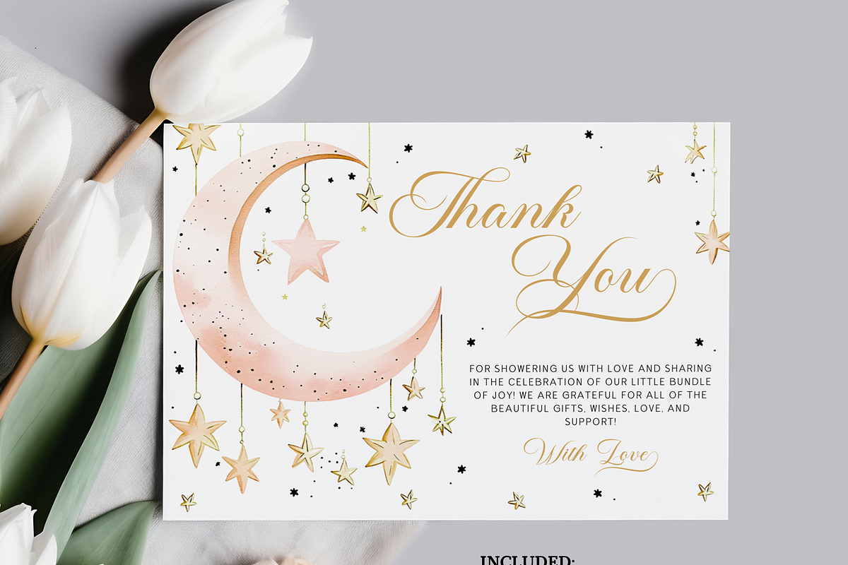 Over the Moon Baby Shower Thank You, an Invitation Template by Digital_Mind (Photo 2 of 4)