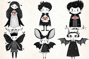 Whimsical Gothic Vampire Dolls Clipa, an Illustration by DreamCafeArt (Thumbnail 5 of 8)