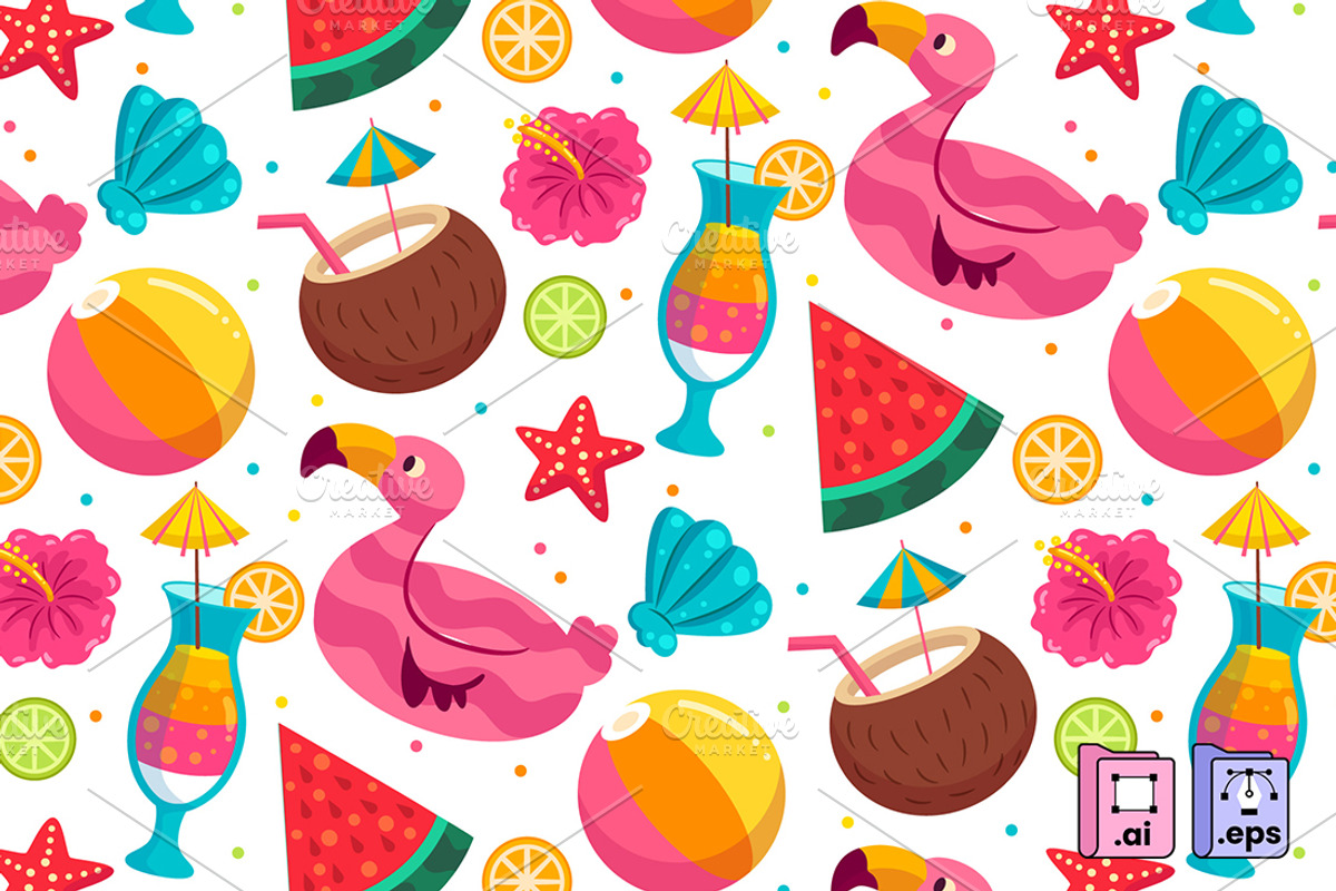 Seamless Flat Summer Pattern Design, a Pattern Graphic by MISS CHATZ (Photo 2 of 3)