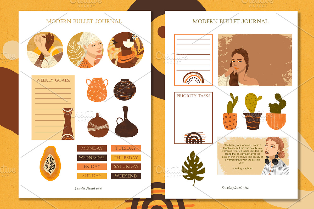 Modern bullet journal, a Stationery Template by Scarlet Heath Art (Photo 5 of 9)